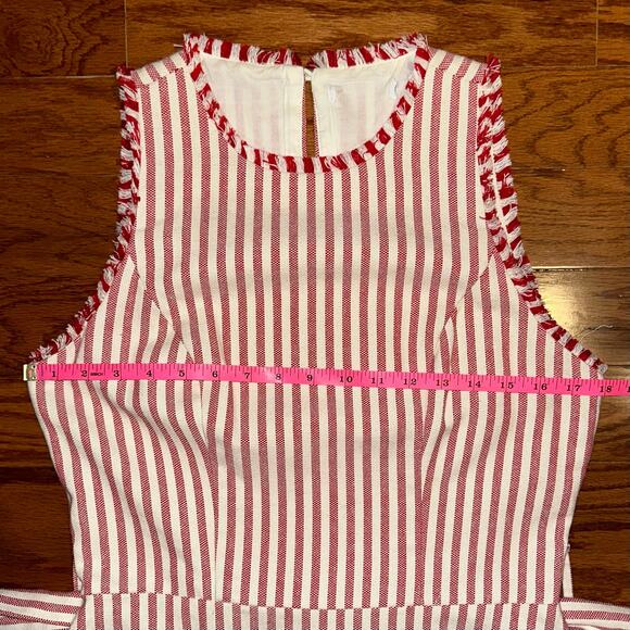 Lucy Paris Adeline Striped Cotton Ticking Flounce Hem Dress Size M - Picture 13 of 16